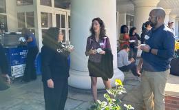 Attendees at the SSRI Fall Welcome Event enjoying some Penn State Creamery ice cream.