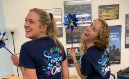 Students modeling the t-shirts.