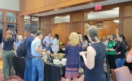 Attendees of the annual SSRI Spring Celebration gather in the Hintz Alumni Center.