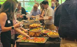 Attendees of the annual SSRI Spring Celebration gather in the Hintz Alumni Center.