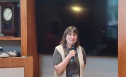 Deborah Ehrenthal, SSRI Director, speaks to the crowd of attendees.