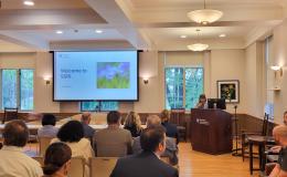 Deborah Ehrenthal, SSRI Director, welcomes President Bendapudi, guests and presenters. 