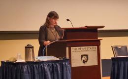 Deborah Ehrenthal, SSRI director, welcomes attendees to the IFSE conference.