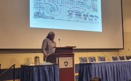 Timothy Eatman, keynote speaker and Nicole Webster and Timothy Eatman, keynote speaker and Educational Sociologist, Publicly Engaged Scholar and Inaugural Dean of the Honors Living-Learning Community and Professor of Urban Education at Rutgers University.