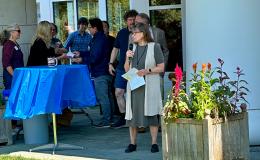 SSRI Director Deborah Ehrenthal addresses the crowd.
