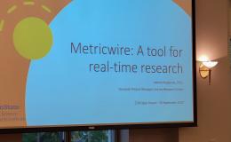 PowerPoint slide that says "Metricwire: A tool for real time research."