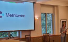 Project Manager for the SRC, Valerie Keppenne, presents to the group.