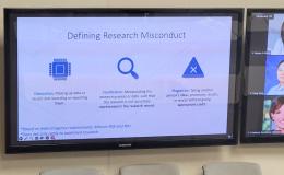 Courtney Karmelita's presentation in the SSRI conference room.