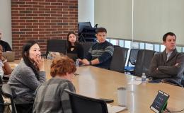 Attendees of the SSRI Open House looking towards the presentation in Room 314.