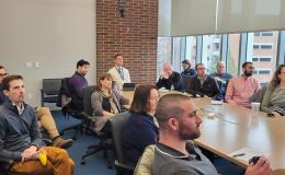 Attendees of the SSRI Open House on April 7 in Room 314.