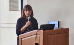 Deborah Ehrental, SSRI director, welcomes the group to the annual CSUA conference.