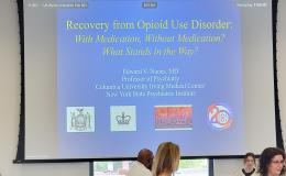 PowerPoint presentation slide from Edward Nunes' keynote speech: "Recovery from Opioid Use Disorder: With Medication, Without Medication? What Stands in the Way?"