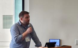 Grayson Sipe, PhD, Assistant Professor of Biology, presents his talk.