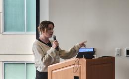 Madison Kelm, PhD, Doctoral Candidate in Psychology, College of the Liberal Arts, presents her talk.