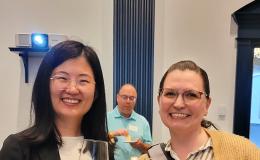 SSRI co-funds Jessica Thompson and Xue Zhang pose for a photo.