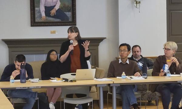 Deborah Ehrenthal addresses the group of attendees. 
