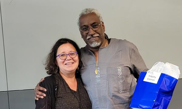 Zoubeida Ounaies with Timothy Eatman.