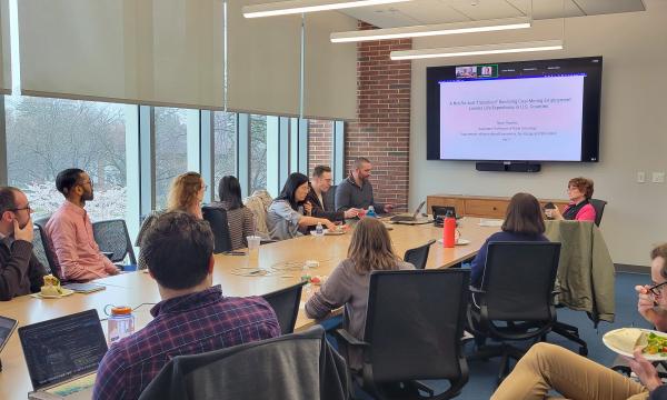 Attendees of the SSRI Open House on April 7 in Room 314.