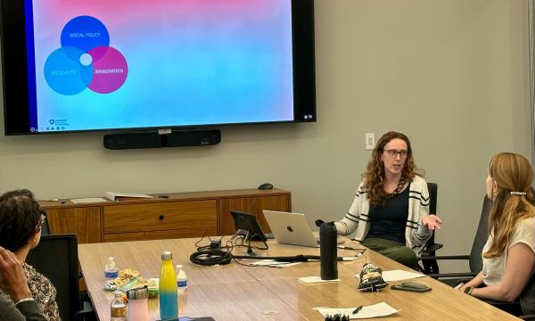 Nicole Kreisberg, SSRI co-funded faculty member and assistant professor of public policy, presents about her research.
